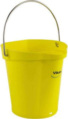 Vikan - 1-1/2 Gal, Polypropylene Round Yellow Single Pail with Pour Spout - Handle Included - Apex Tool & Supply