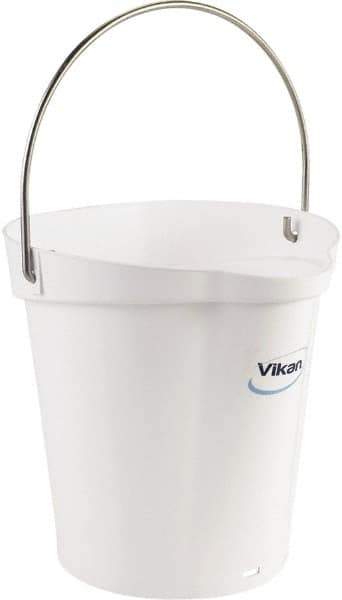 Vikan - 1-1/2 Gal, Polypropylene Round White Single Pail with Pour Spout - Handle Included - Apex Tool & Supply