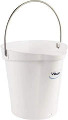 Vikan - 1-1/2 Gal, Polypropylene Round White Single Pail with Pour Spout - Handle Included - Apex Tool & Supply