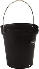 Vikan - 1-1/2 Gal, Polypropylene Round Black Single Pail with Pour Spout - Handle Included - Apex Tool & Supply