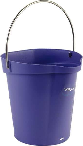 Vikan - 1-1/2 Gal, Polypropylene Round Purple Single Pail with Pour Spout - Handle Included - Apex Tool & Supply