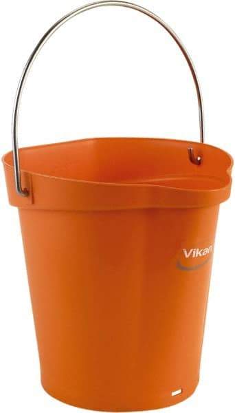 Vikan - 1-1/2 Gal, Polypropylene Round Orange Single Pail with Pour Spout - Handle Included - Apex Tool & Supply