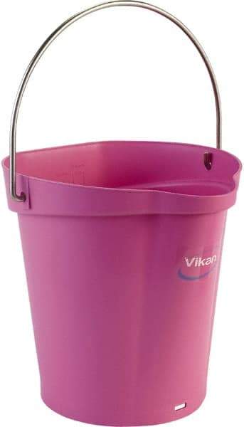 Vikan - 1-1/2 Gal, Polypropylene Round Pink Single Pail with Pour Spout - Handle Included - Apex Tool & Supply