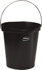 Vikan - 3 Gal, Polypropylene Round Black Single Pail with Pour Spout - Handle Included - Apex Tool & Supply