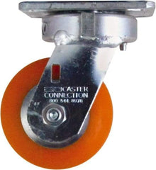 Caster Connection - 4" Diam x 2" Wide x 5-5/8" OAH Top Plate Mount Swivel Caster - Polyurethane on Aluminum, 700 Lb Capacity, Sealed Precision Ball Bearing, 4 x 4-1/2" Plate - Apex Tool & Supply