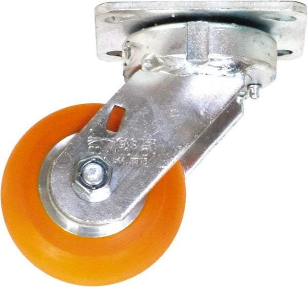 Caster Connection - 4" Diam x 2" Wide x 5-5/8" OAH Top Plate Mount Swivel Caster - Polyurethane on Aluminum, 700 Lb Capacity, Sealed Precision Ball Bearing, 4 x 4-1/2" Plate - Apex Tool & Supply