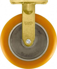 Caster Connection - 10" Diam x 2" Wide x 12" OAH Top Plate Mount Rigid Caster - Polyurethane on Aluminum, 1,500 Lb Capacity, Sealed Precision Ball Bearing, 4-1/2 x 6-1/4" Plate - Apex Tool & Supply