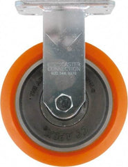 Caster Connection - 6" Diam x 2" Wide x 7-1/2" OAH Top Plate Mount Rigid Caster - Polyurethane on Aluminum, 1,000 Lb Capacity, Sealed Precision Ball Bearing, 4 x 4-1/2" Plate - Apex Tool & Supply