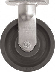 Caster Connection - 6" Diam x 2" Wide x 7-1/2" OAH Top Plate Mount Rigid Caster - High Grade Nylon, 1,500 Lb Capacity, Sealed Precision Ball Bearing, 4 x 4-1/2" Plate - Apex Tool & Supply