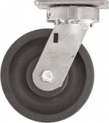 Caster Connection - 6" Diam x 2" Wide x 7-1/2" OAH Top Plate Mount Swivel Caster - High Grade Nylon, 1,500 Lb Capacity, Sealed Precision Ball Bearing, 4 x 4-1/2" Plate - Apex Tool & Supply
