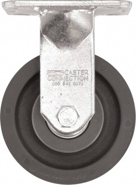 Caster Connection - 5" Diam x 2" Wide x 6-1/2" OAH Top Plate Mount Rigid Caster - High Grade Nylon, 1,200 Lb Capacity, Sealed Precision Ball Bearing, 4 x 4-1/2" Plate - Apex Tool & Supply