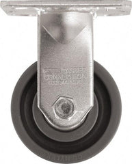 Caster Connection - 4" Diam x 2" Wide x 5-5/8" OAH Top Plate Mount Rigid Caster - High Grade Nylon, 1,000 Lb Capacity, Sealed Precision Ball Bearing, 4 x 4-1/2" Plate - Apex Tool & Supply