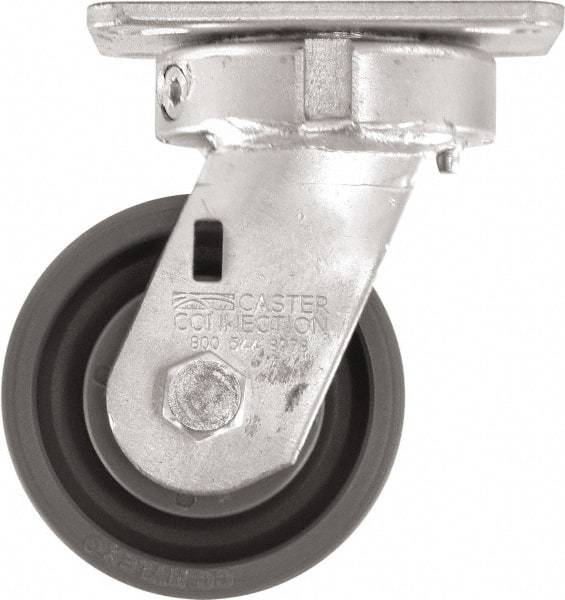 Caster Connection - 4" Diam x 2" Wide x 5-5/8" OAH Top Plate Mount Swivel Caster - High Grade Nylon, 1,000 Lb Capacity, Sealed Precision Ball Bearing, 4 x 4-1/2" Plate - Apex Tool & Supply