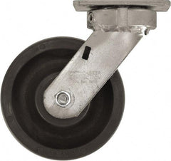 Caster Connection - 6" Diam x 2" Wide x 7-1/2" OAH Top Plate Mount Swivel Caster - High Grade Nylon, 1,500 Lb Capacity, Sealed Precision Ball Bearing, 4 x 4-1/2" Plate - Apex Tool & Supply