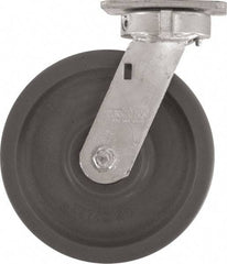 Caster Connection - 8" Diam x 2" Wide x 9-1/2" OAH Top Plate Mount Swivel Caster - High Grade Nylon, 2,000 Lb Capacity, Sealed Precision Ball Bearing, 4 x 4-1/2" Plate - Apex Tool & Supply