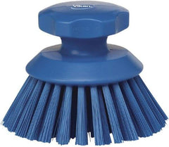 Vikan - 1-1/2" Bristle Length, Polyester Food Service Brush - 3-3/4" Long x 5" Wide Head, 5" OAL, Blue, Polypropylene Block - Apex Tool & Supply