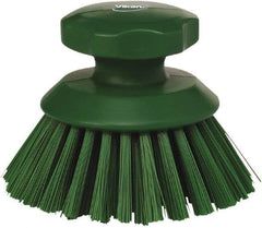 Vikan - 1-1/2" Bristle Length, Polyester Food Service Brush - 3-3/4" Long x 5" Wide Head, 5" OAL, Green, Polypropylene Block - Apex Tool & Supply