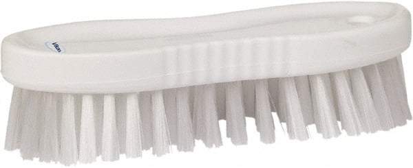 Vikan - 1" Bristle Length, Polyester Scrub Brush - 6-1/4" Long x 7" Wide Head, 7" OAL, White, Polypropylene Block - Apex Tool & Supply