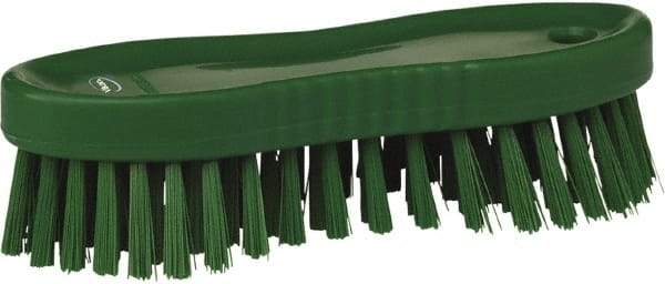 Vikan - 1" Bristle Length, Polyester Scrub Brush - 6-1/4" Long x 7" Wide Head, 7" OAL, Green, Polypropylene Block - Apex Tool & Supply