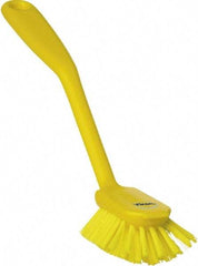 Vikan - 1" Bristle Length, Polyester Food Service Brush - 2-11/16" Long x 1" Wide Head, 10-1/2" OAL, Yellow, Polypropylene Block - Apex Tool & Supply