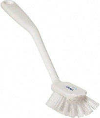 Vikan - 1" Bristle Length, Polyester Food Service Brush - 2-11/16" Long x 1" Wide Head, 10-1/2" OAL, White, Polypropylene Block - Apex Tool & Supply
