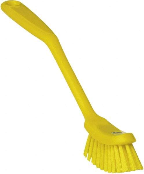 Vikan - 1" Bristle Length, Polyester Food Service Brush - 2-7/8" Long x 1" Wide Head, 11" OAL, Yellow, Polypropylene Block - Apex Tool & Supply