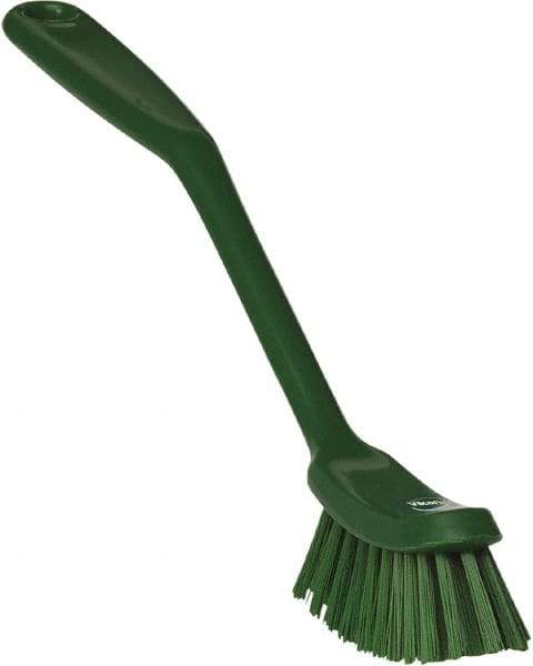 Vikan - 1" Bristle Length, Polyester Food Service Brush - 2-7/8" Long x 1" Wide Head, 11" OAL, Green, Polypropylene Block - Apex Tool & Supply
