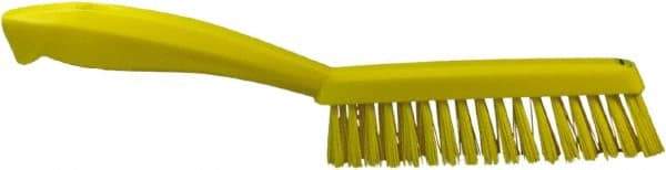 Vikan - 1.3" Bristle Length, Polyester Scrub Brush - 5-7/8" Long x 0.8" Wide Head, 11.2" OAL, Yellow, Polypropylene Block - Apex Tool & Supply
