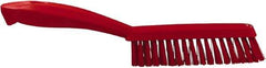 Vikan - 1.3" Bristle Length, Polyester Scrub Brush - 5-7/8" Long x 0.8" Wide Head, 11.2" OAL, Red, Polypropylene Block - Apex Tool & Supply