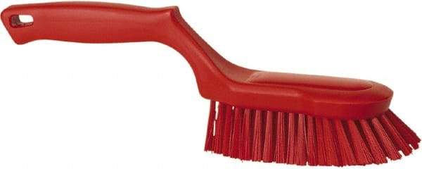Vikan - 1-1/2" Bristle Length, Polyester Scrub Brush - 5-5/8" Long x 5" Wide Head, 13-1/2" OAL, Red, Polypropylene Block - Apex Tool & Supply