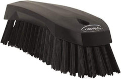 Vikan - 1.3" Bristle Length, Polyester Utility Scrub Brush - 7" Long x 3" Wide Head, 8" OAL, Black, Polypropylene Block - Apex Tool & Supply