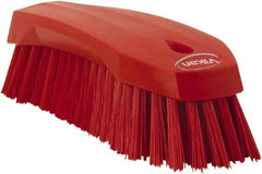 Vikan - 1.3" Bristle Length, Polyester Utility Scrub Brush - 7" Long x 3" Wide Head, 8" OAL, Red, Polypropylene Block - Apex Tool & Supply