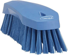 Vikan - 1.3" Bristle Length, Polyester Utility Scrub Brush - 7" Long x 3" Wide Head, 8" OAL, Blue, Polypropylene Block - Apex Tool & Supply