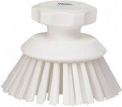 Vikan - 1-1/2" Bristle Length, Polyester Food Service Brush - 3-3/4" Long x 5" Wide Head, 5" OAL, White, Polypropylene Block - Apex Tool & Supply