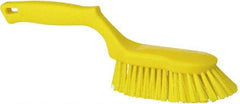 Vikan - 1-1/2" Bristle Length, Polyester Scrub Brush - 5-5/8" Long x 5" Wide Head, 13-1/2" OAL, Yellow, Polypropylene Block - Apex Tool & Supply