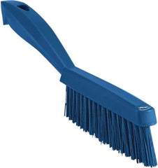 Vikan - 1.3" Bristle Length, Polyester Scrub Brush - 5-7/8" Long x 0.8" Wide Head, 11.2" OAL, Blue, Polypropylene Block - Apex Tool & Supply