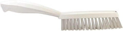 Vikan - 1.3" Bristle Length, Polyester Scrub Brush - 5-7/8" Long x 0.8" Wide Head, 11.2" OAL, White, Polypropylene Block - Apex Tool & Supply