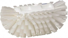 Vikan - 1-1/2" Bristle Length, Polyester Utility Scrub Brush - 5-1/2" Wide Head, 8" OAL, European Threaded Handle, White, Polypropylene Block - Apex Tool & Supply