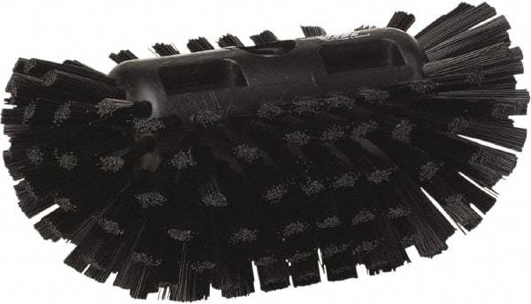 Vikan - 1-1/2" Bristle Length, Polyester Utility Scrub Brush - 5-1/2" Wide Head, 8" OAL, European Threaded Handle, Black, Polypropylene Block - Apex Tool & Supply