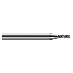 Miniature End Mills - Stub & Standard - 0.0390″ Cutter Diameter × 0.0100″ Radius × 0.0590″ Length of Cut Carbide Corner Radius End Mill, 4 Flutes - Exact Industrial Supply