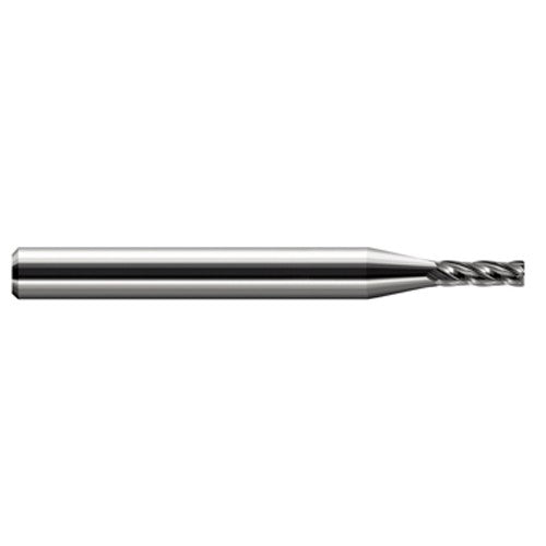 Miniature End Mills - Stub & Standard - 0.0300″ Cutter Diameter × 0.0030″ Radius × 0.0900″ Length of Cut Carbide Corner Radius End Mill, 4 Flutes - Exact Industrial Supply