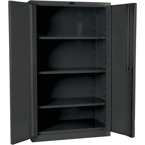 Hallowell - 3 Shelf Locking Storage Cabinet - Steel, 48" Wide x 24" Deep x 60" High, Gray - Apex Tool & Supply