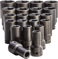 Proto - 21 Piece 1" Drive Deep Impact Socket Set - 6 Points, 3/4 to 2", Inch Measurement Standard - Apex Tool & Supply