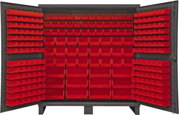 Durham - 240 Bin Storage Cabinet - Steel, 72" Wide x 24" Deep x 78" High, Red - Apex Tool & Supply