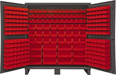Durham - 240 Bin Storage Cabinet - Steel, 72" Wide x 24" Deep x 78" High, Red - Apex Tool & Supply