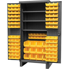 Durham - 3 Shelf 108 Bin Storage Cabinet - Steel, 36" Wide x 24" Deep x 78" High, Gray - Apex Tool & Supply