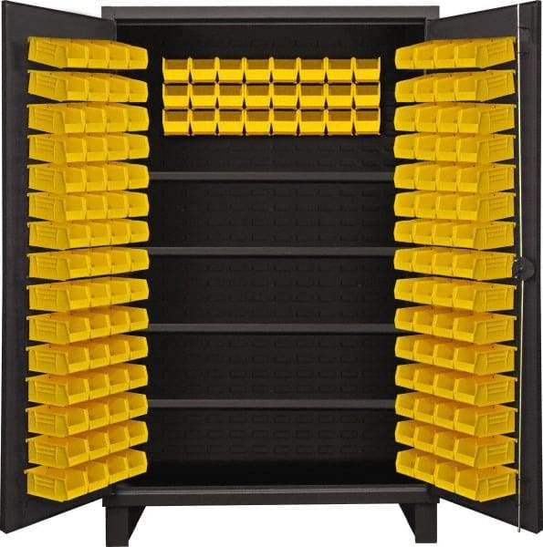 Durham - 4 Shelf 144 Bin Storage Cabinet - Steel, 48" Wide x 24" Deep x 78" High, Gray - Apex Tool & Supply