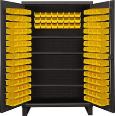 Durham - 4 Shelf 144 Bin Storage Cabinet - Steel, 48" Wide x 24" Deep x 78" High, Gray - Apex Tool & Supply