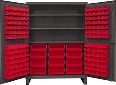 Durham - 3 Shelf 156 Bin Storage Cabinet - Steel, 60" Wide x 24" Deep x 78" High, Red - Apex Tool & Supply