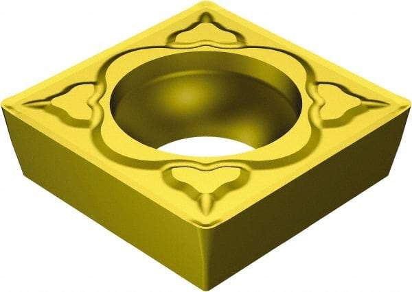 Sandvik Coromant - SCMT433 MM Grade 2025 Carbide Turning Insert - TiCN/Al2O3/TiN Finish, 90° Square, 1/2" Inscr Circle, 3/16" Thick, 3/64" Corner Radius - Apex Tool & Supply